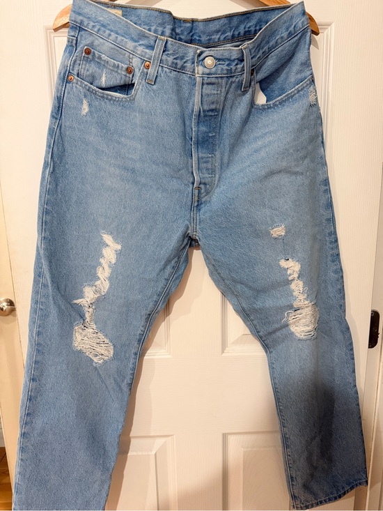 Levi's Denim - Levi's Light Blue Distressed Straight Leg Jeans
